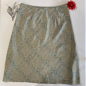 J Crew 100% Silk Sage Tan Print Skirt 10